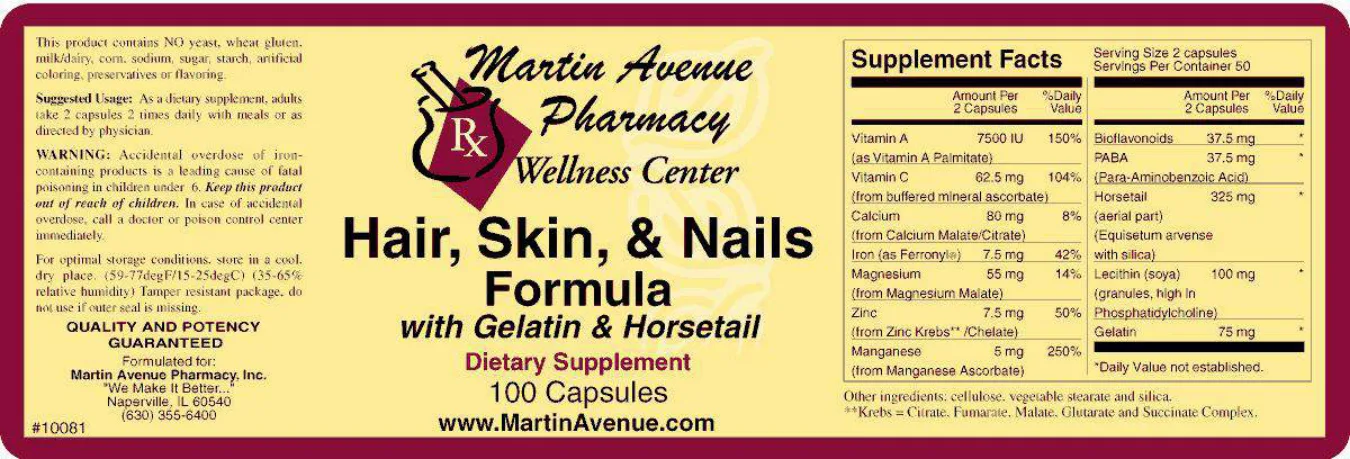 Label for Hair, Skin, & Nails Formula With Gelatin & Horsetail
