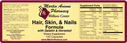 Label for Hair, Skin, & Nails Formula With Gelatin & Horsetail