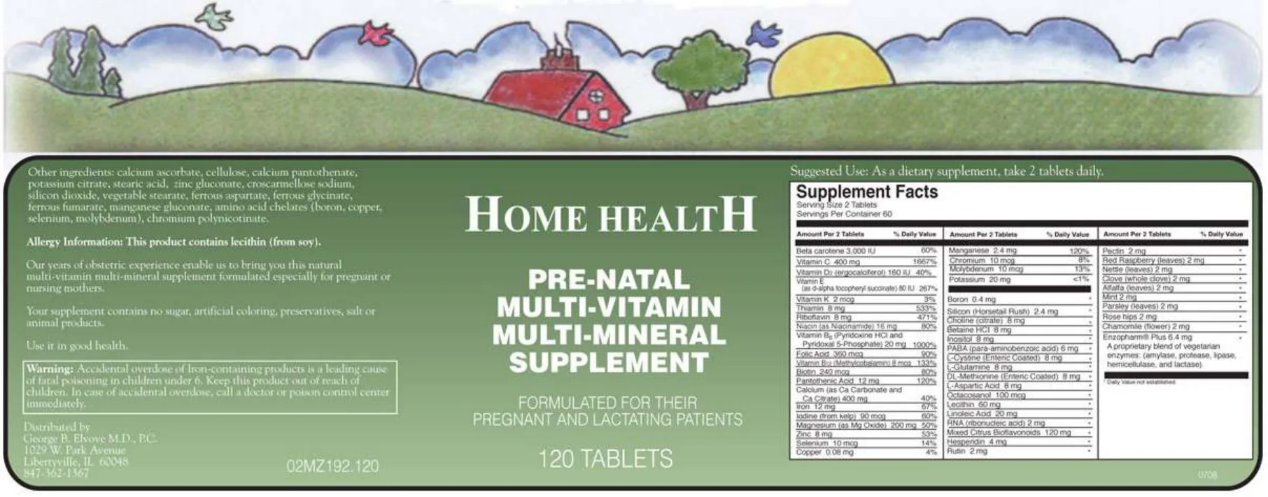 Label for Pre-Natal Multi-Vitamin Multi-Mineral Supplement