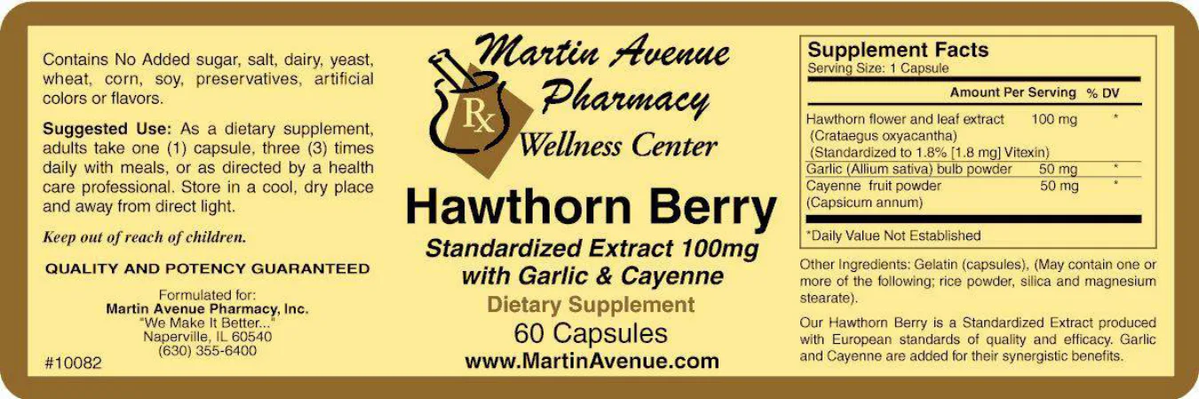 Label for Hawthorn Berry Standardized Extract 100 mg With Garlic & Cayenne