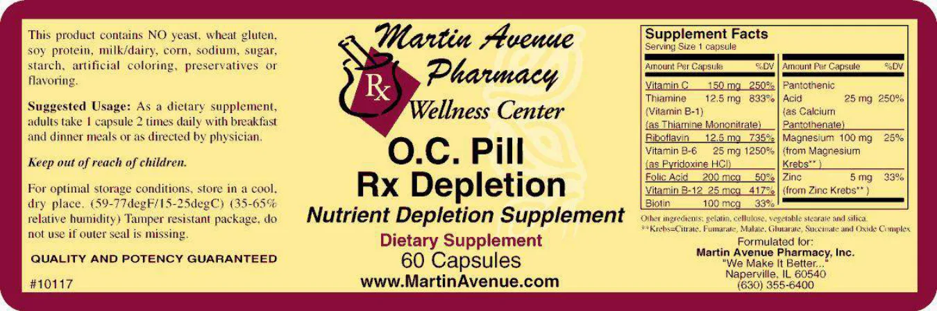 Label for O.C. Pill Rx Depletion