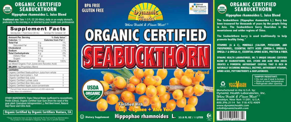 Label for Organic Certified Seabuckthorn Juice Blend