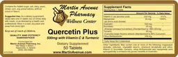 Label for Quercetin Plus 500 mg with Vitamin C & Turmeric