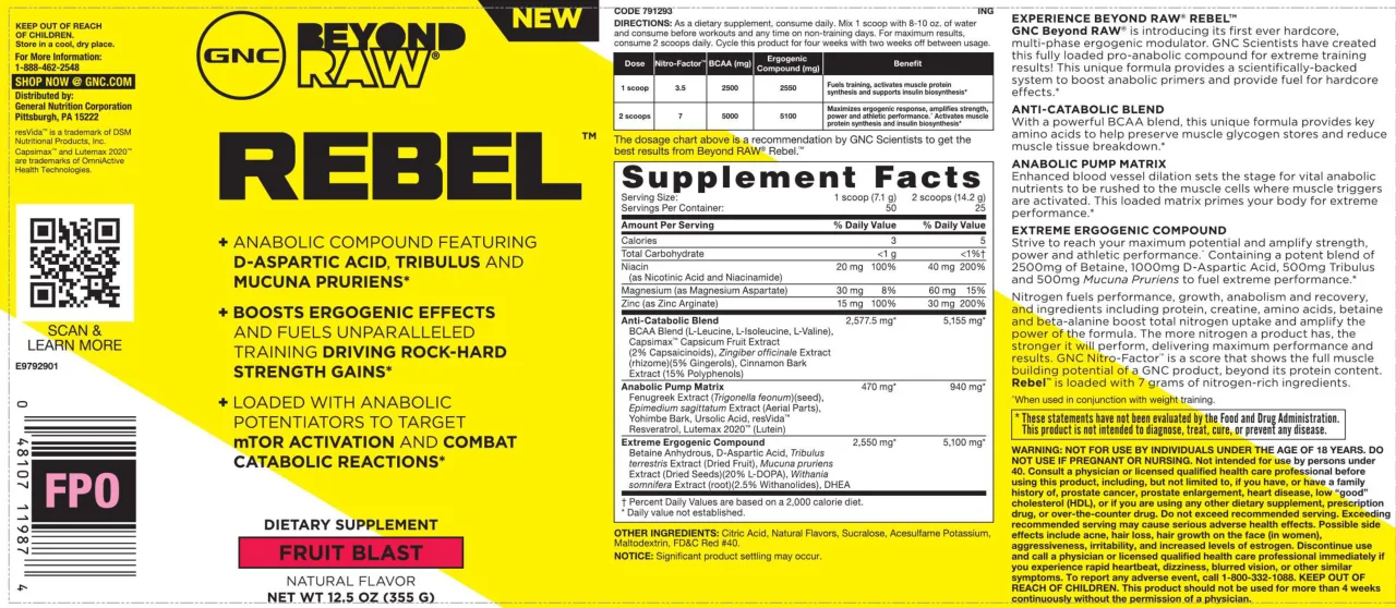 Label for Rebel Fruit Blast