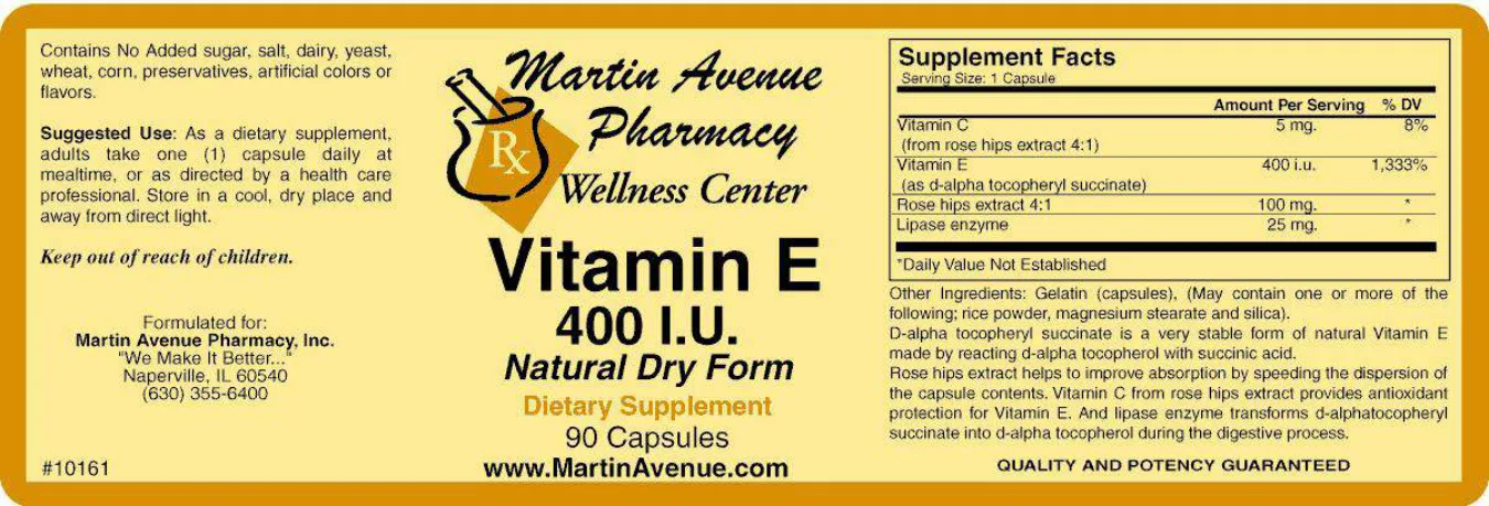 Label for Vitamin E 400 IU