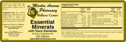 Label for Essential Minerals With Trace Elements