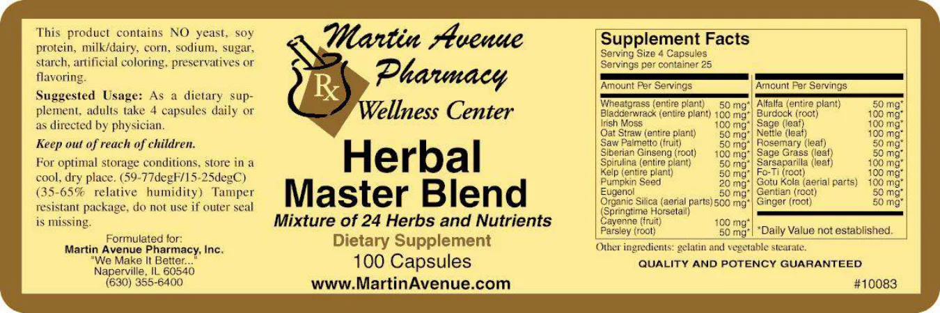 Label for Herbal Master Blend