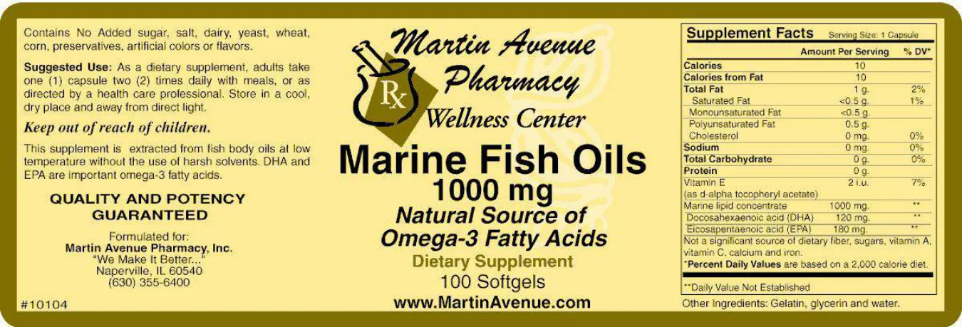 Label for Marine Fish Oils 1000 mg