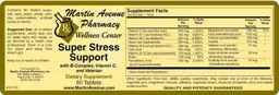 Label for Super Stress Support With B-Complex, Vitamin C, And Valerian