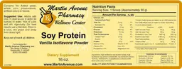Label for Soy Protein Vanilla Isoflavone Powder