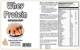 Label for Whey Protein Gold Isolate Plus Natural Vanilla Flavor
