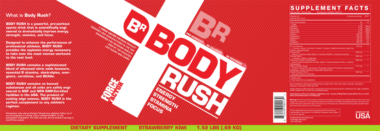 Label for Body Rush Strawberry Kiwi
