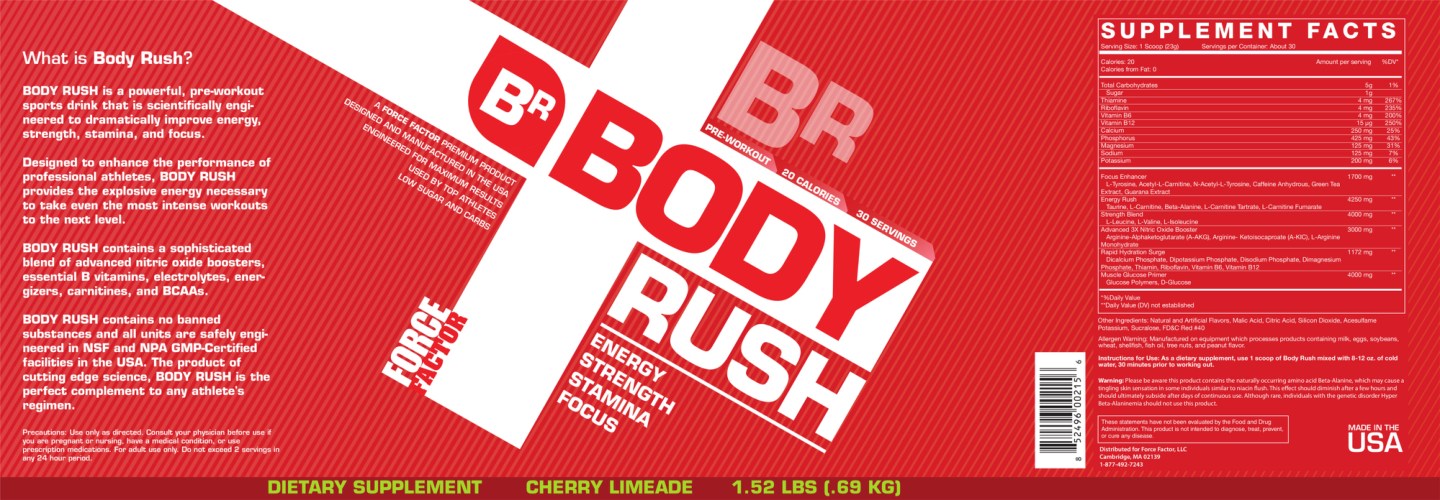 Label for Body Rush Cherry Limeade