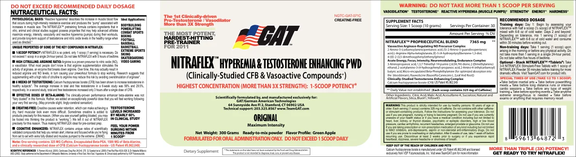 Label for Nitraflex Hyperemia & Testosterone Enhancing Pwd
