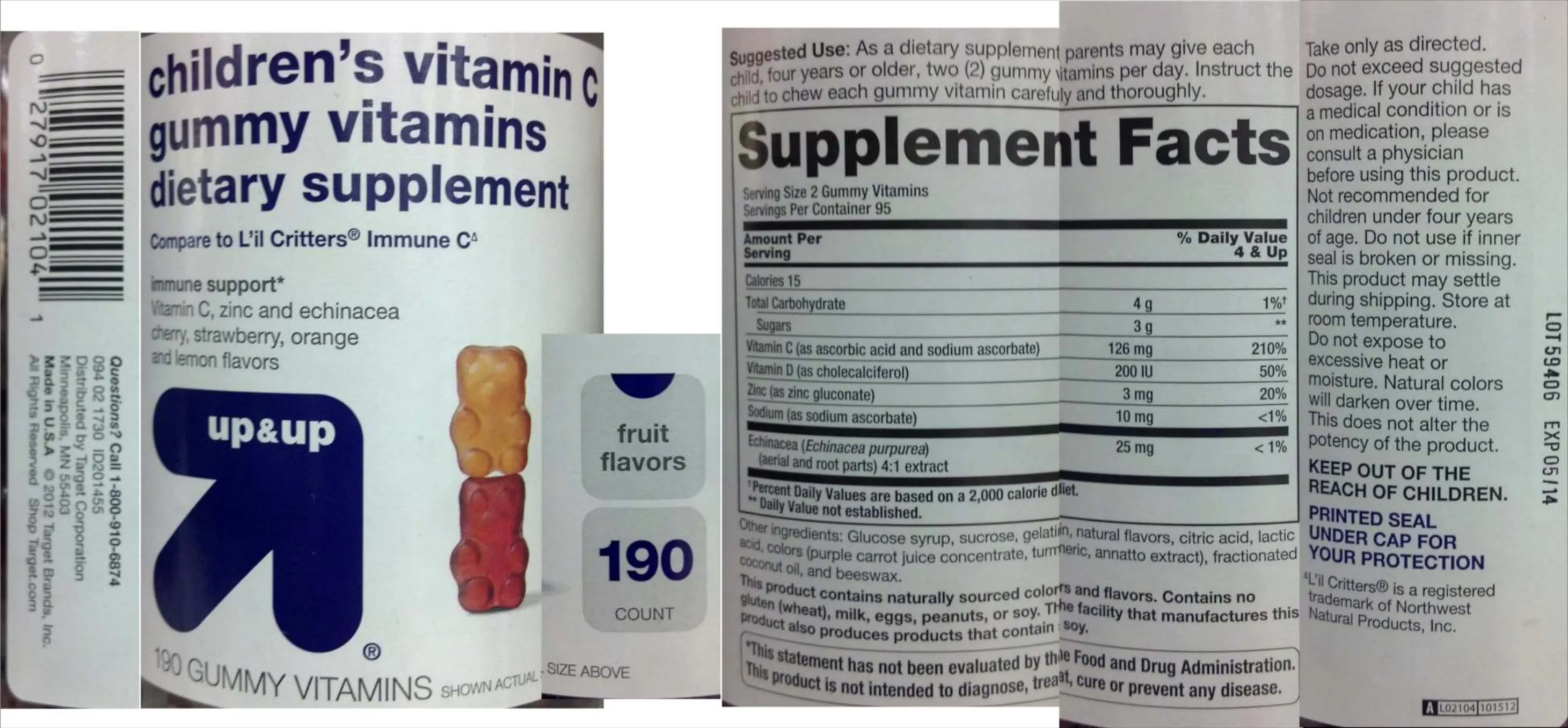 Label for Children's Vitamin C Gummy Vitamins