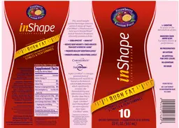 Label for inShape Fitness Drink Strawberry Passion Fruit