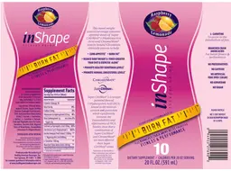Label for inShape Fitness Drink Raspberry Lemonade