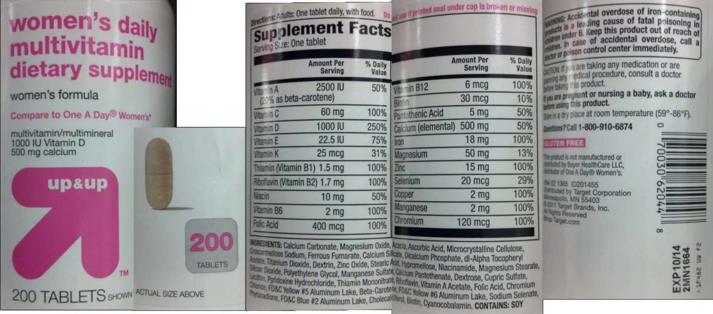 Label for Women's Daily Multivitamin