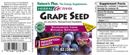 Label for Herbal Actives Grape Seed 25 MG/95% Proanthocyanidins