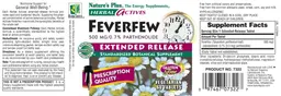 Label for Herbal Actives Feverfew 500 MG/0.7% Parthenolide Extended Release