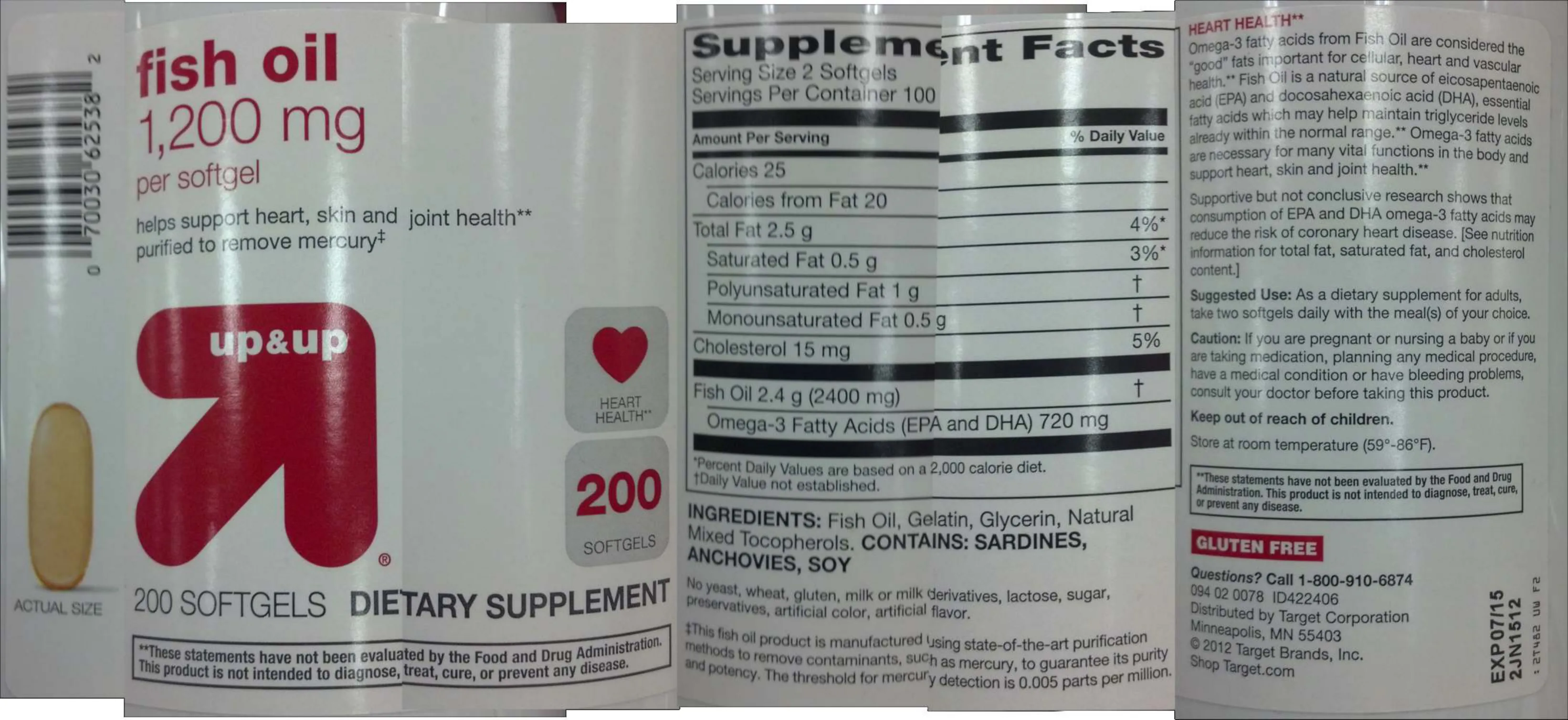 Label for Fish Oil 1,200 mg