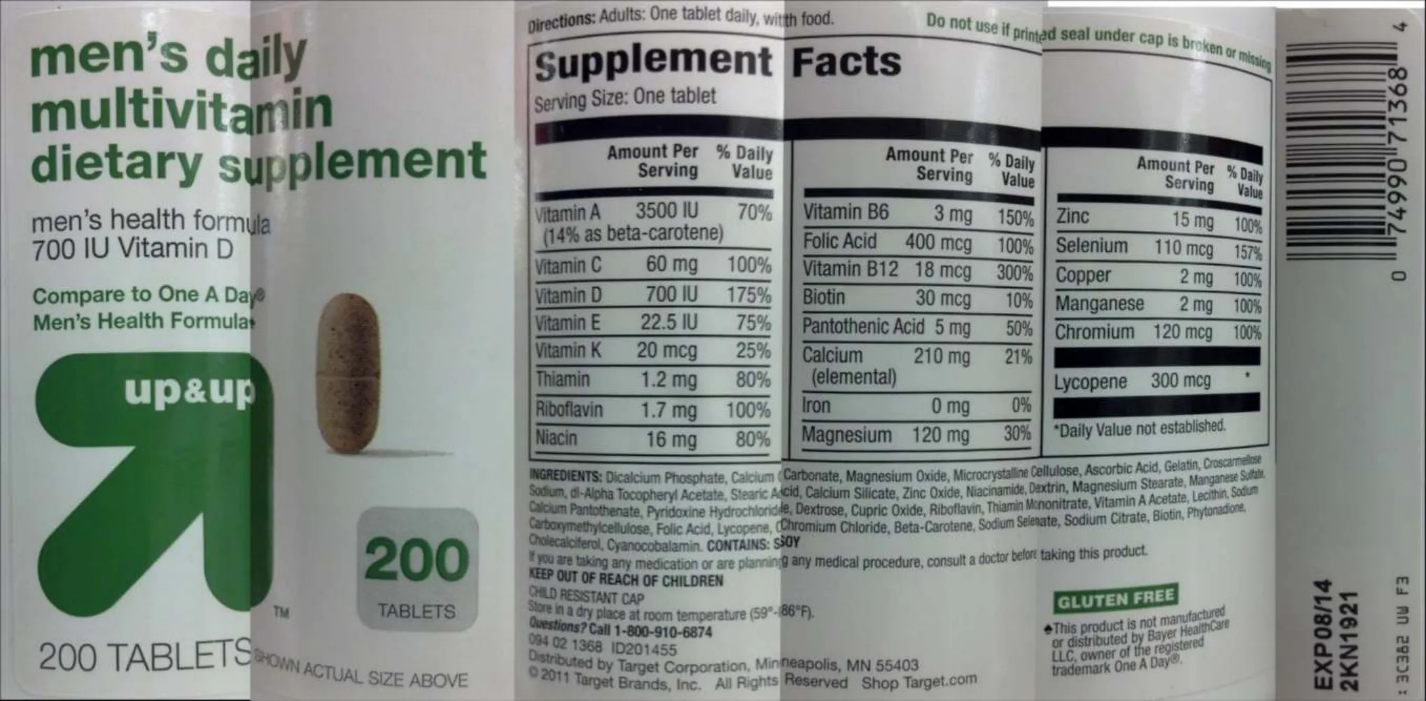 Label for Men's Daily Multivitamin