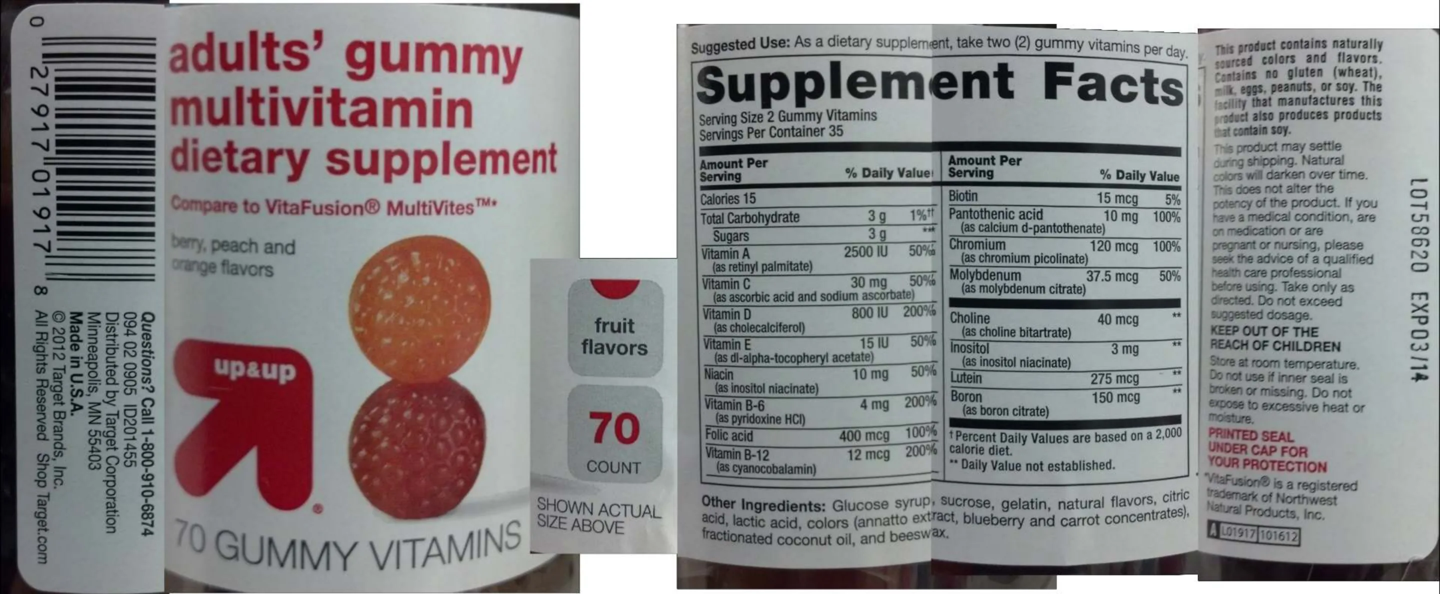 Label for Adult's Gummy Multivitamin