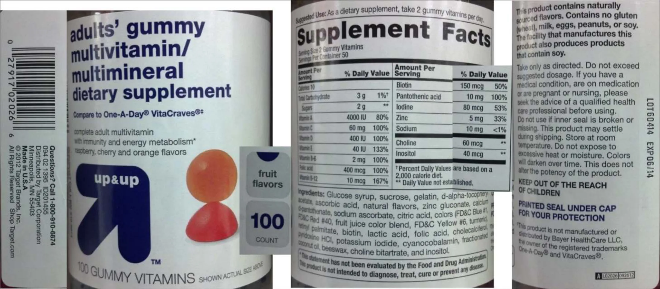 Label for Adult's Gummy Multivitamin/Multimineral