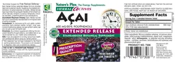 Label for Herbal Actives Acai 600 mg/20% Polyphenols Extended Release