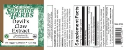 Label for Devil's Claw Extract 125 mg