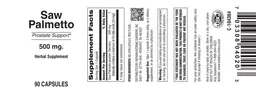 Label for Saw Palmetto 500 mg