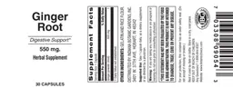 Label for Ginger Root 550 mg