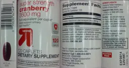 Label for Super Strength Cranberry 3600 mg