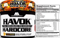 Label for Havok Hardcore Sour Peach Rings