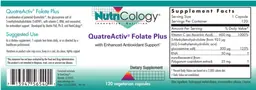 Label for QuatreActiv Folate Plus with Enhanced Antioxidant Support