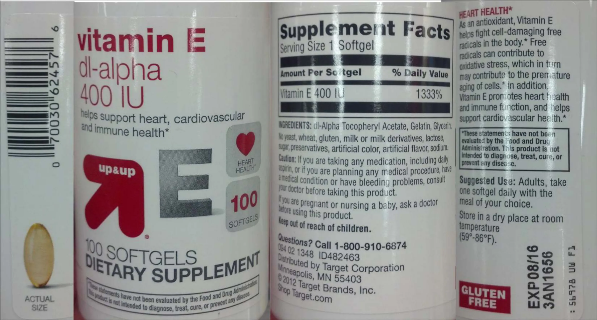 Label for Vitamin E DL-Alpha 400 IU