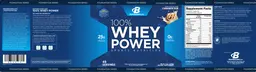 Label for 100% Whey Power Cinnamon Bun