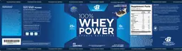 Label for 100% Whey Power Cookies & Cream