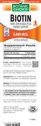 Label for Biotin 5,000 mcg