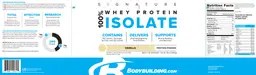 Label for 100% Whey Protein Isolate Vanilla