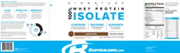 Label for 100% Whey Protein Isolate Chocolate