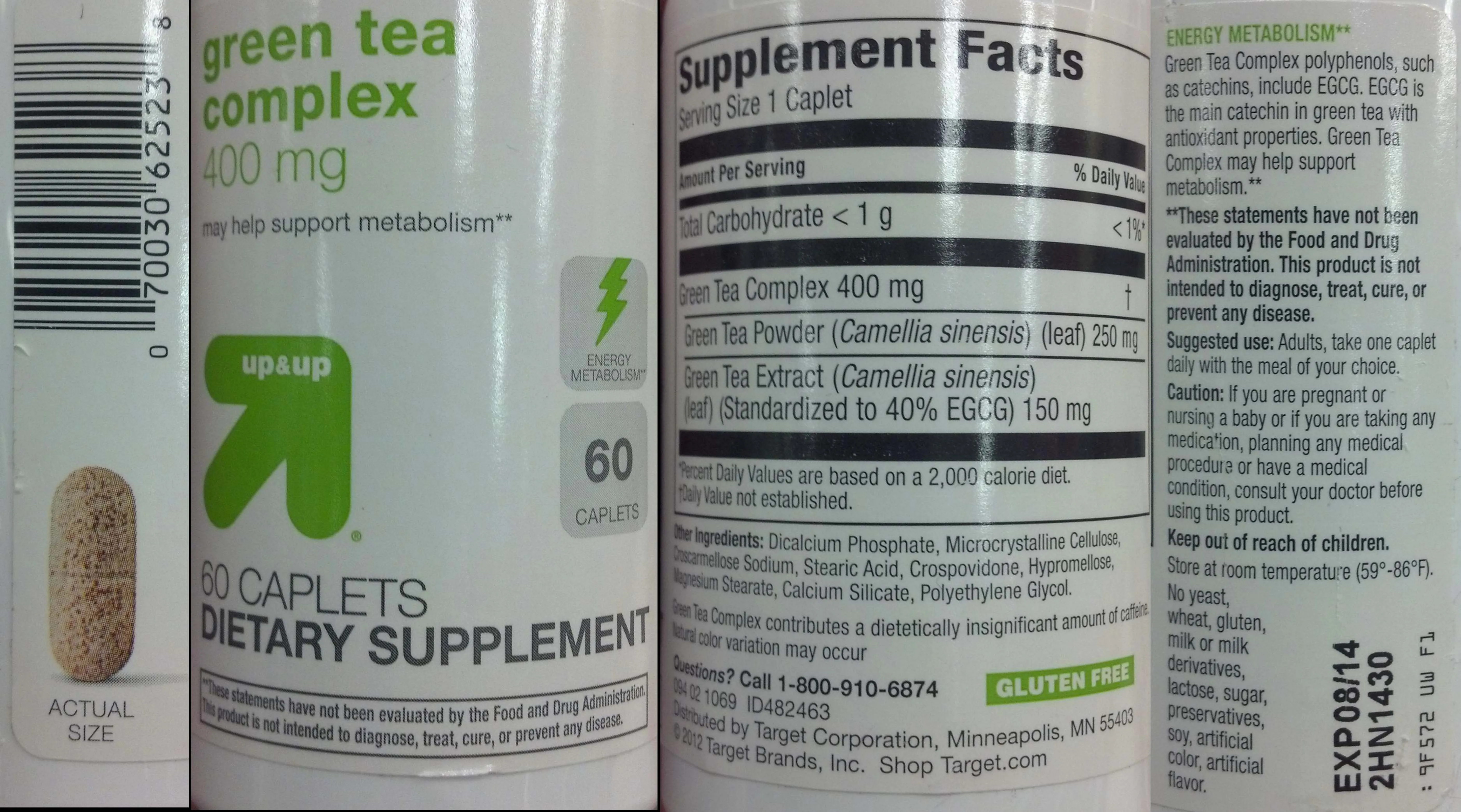 Label for Green Tea Complex 400 mg