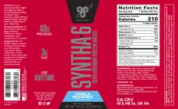 Label for SYNTHA-6 Vanilla Milkshake