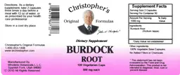 Label for Burdock Root 500 mg