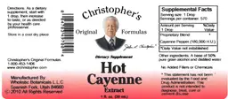 Label for Hot Cayenne Extract
