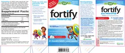 Label for Fortify Kids Probiotics 10 Billion Fruit Punch Flavored
