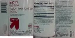 Label for Niacin Flush Free Inositol Hexanicotinate 500 mg