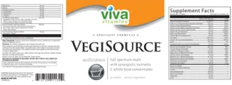 Label for VegiSource Multivitamin