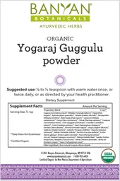 Label for Organic Yogaraj Guggulu Powder