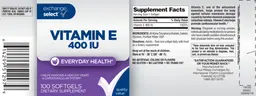 Label for Vitamin E 400 IU